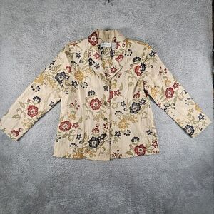 Vtg Alfred Dunner‎ Blazer Womens 16 Floral Tapestry Boho Officecore Career